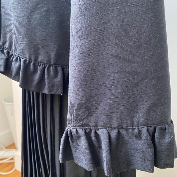 Black Silk open blazer jacket with ruffle border - Picture 7 of 9